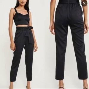 Abercrombie & Fitch Satin Belted Cropped Pants
